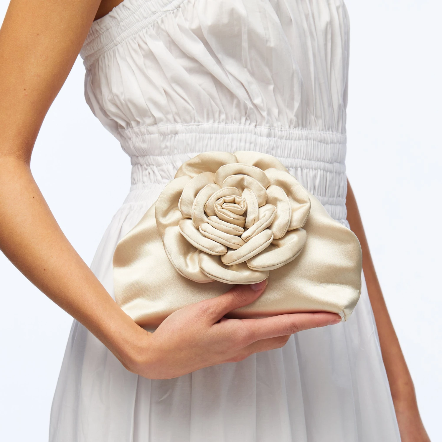 IVORY ROSIE SATIN CLUTCH 2 IVORY ROSIE SATIN CLUTCH - Image 2