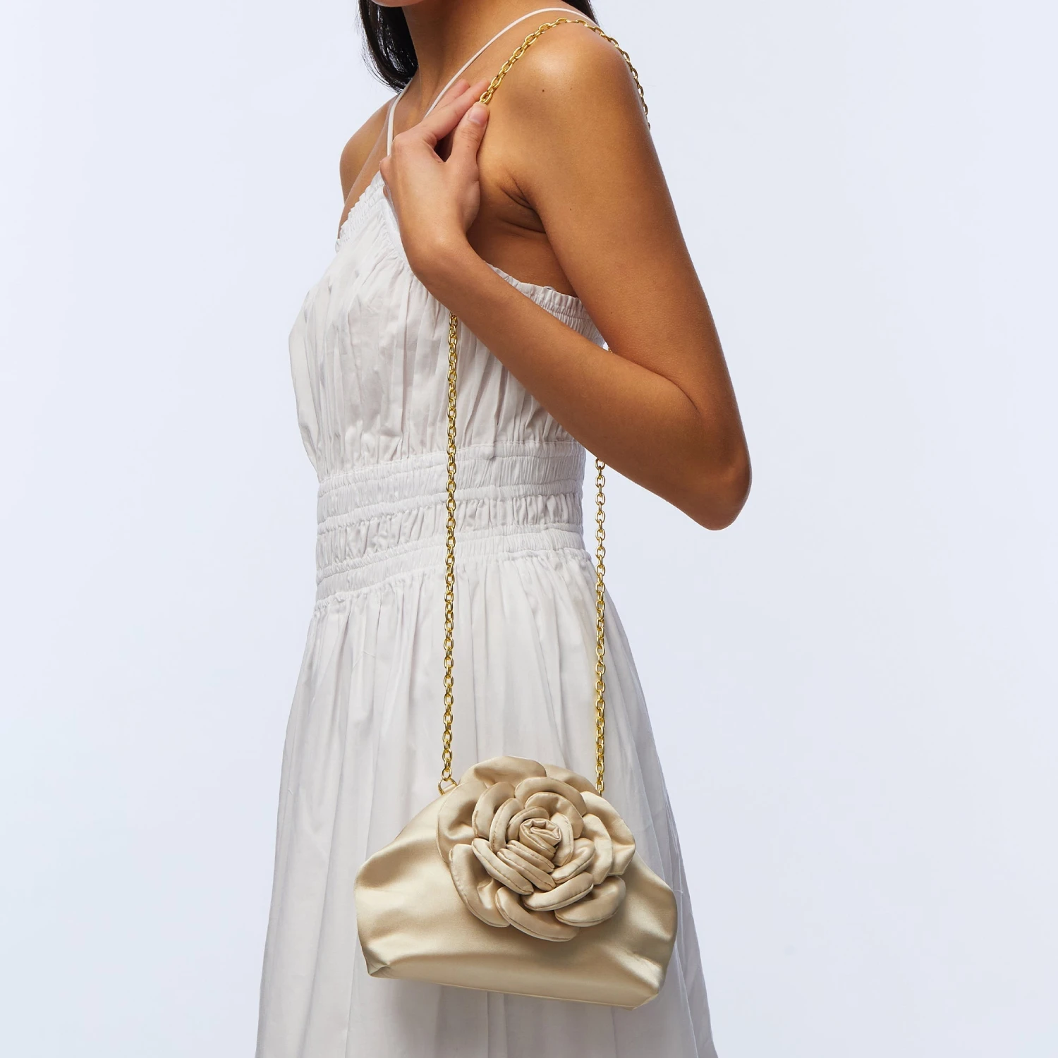 IVORY ROSIE SATIN CLUTCH 4 IVORY ROSIE SATIN CLUTCH - Image 4