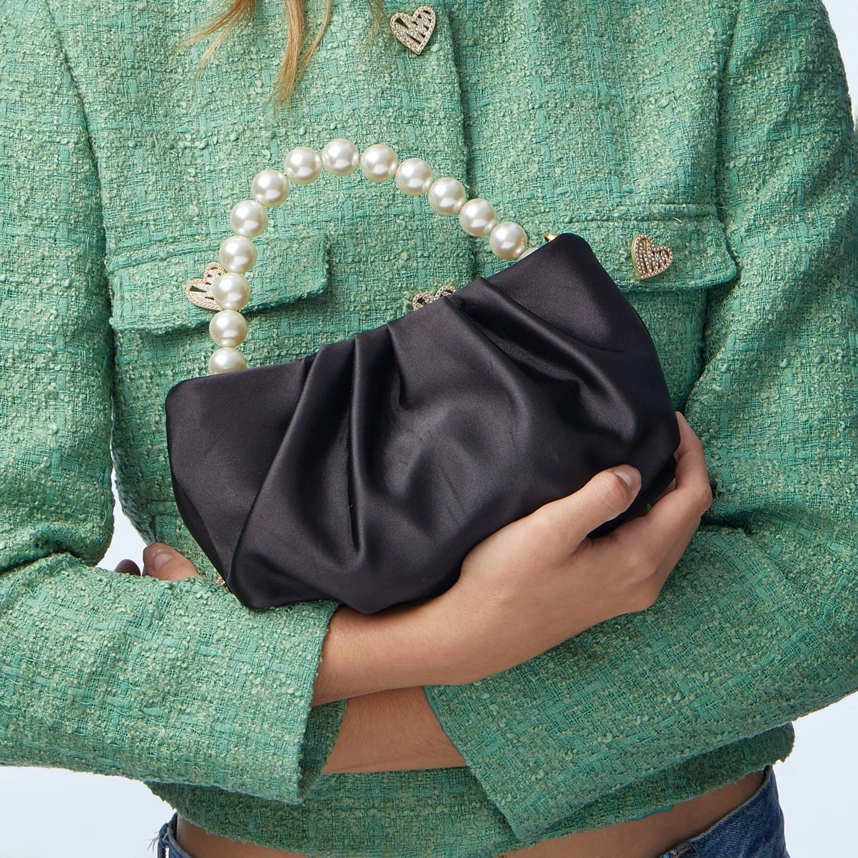 JET MARLOWE SATIN EVENING POUCH 2 JET MARLOWE SATIN EVENING POUCH - Image 2