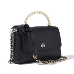 JET PEARL TABITHA TOP HANDLE CROSSBODY -Lele Sadoughi Shop lele sadoughi bags one size jet pearl jet pearl tabitha top handle crossbody 31967561056418