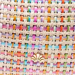 RAFFIA RAINBOW HAZEL TOP HANDLE BAG -Lele Sadoughi Shop lele sadoughi bags one size raffia rainbow hazel top handle bag 36724017627298