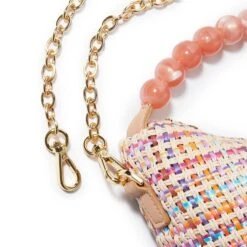 RAFFIA RAINBOW HAZEL TOP HANDLE BAG -Lele Sadoughi Shop lele sadoughi bags one size raffia rainbow hazel top handle bag 36724017856674