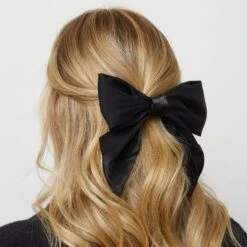 JET SILK NATALIA BOW BARRETTE -Lele Sadoughi Shop lele sadoughi claw clips pre order jet natalia bow barrette 36532432339106