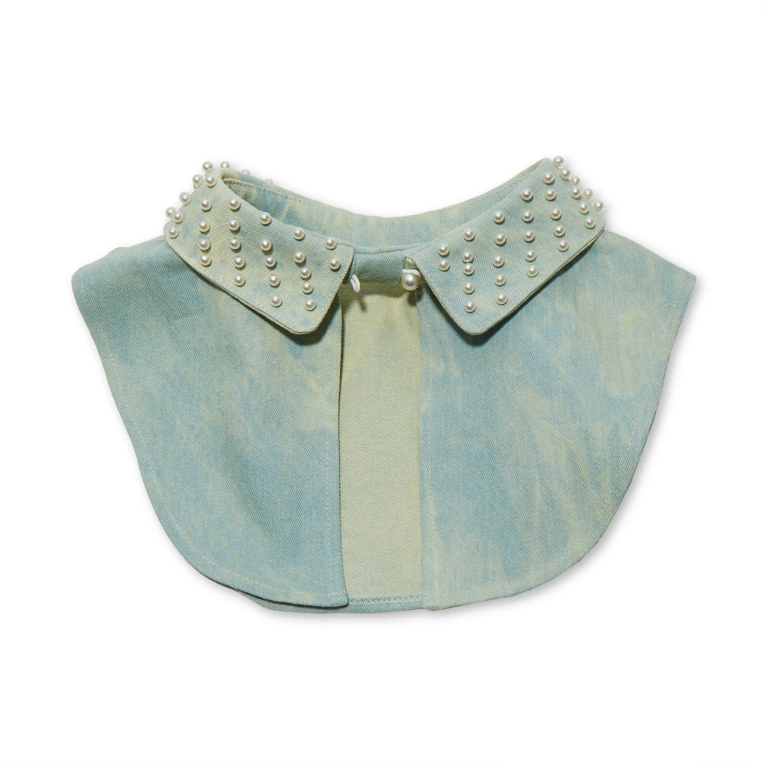 FADED DENIM PEARL EMBELLISHED COLLAR 3 FADED DENIM PEARL EMBELLISHED COLLAR - Image 3