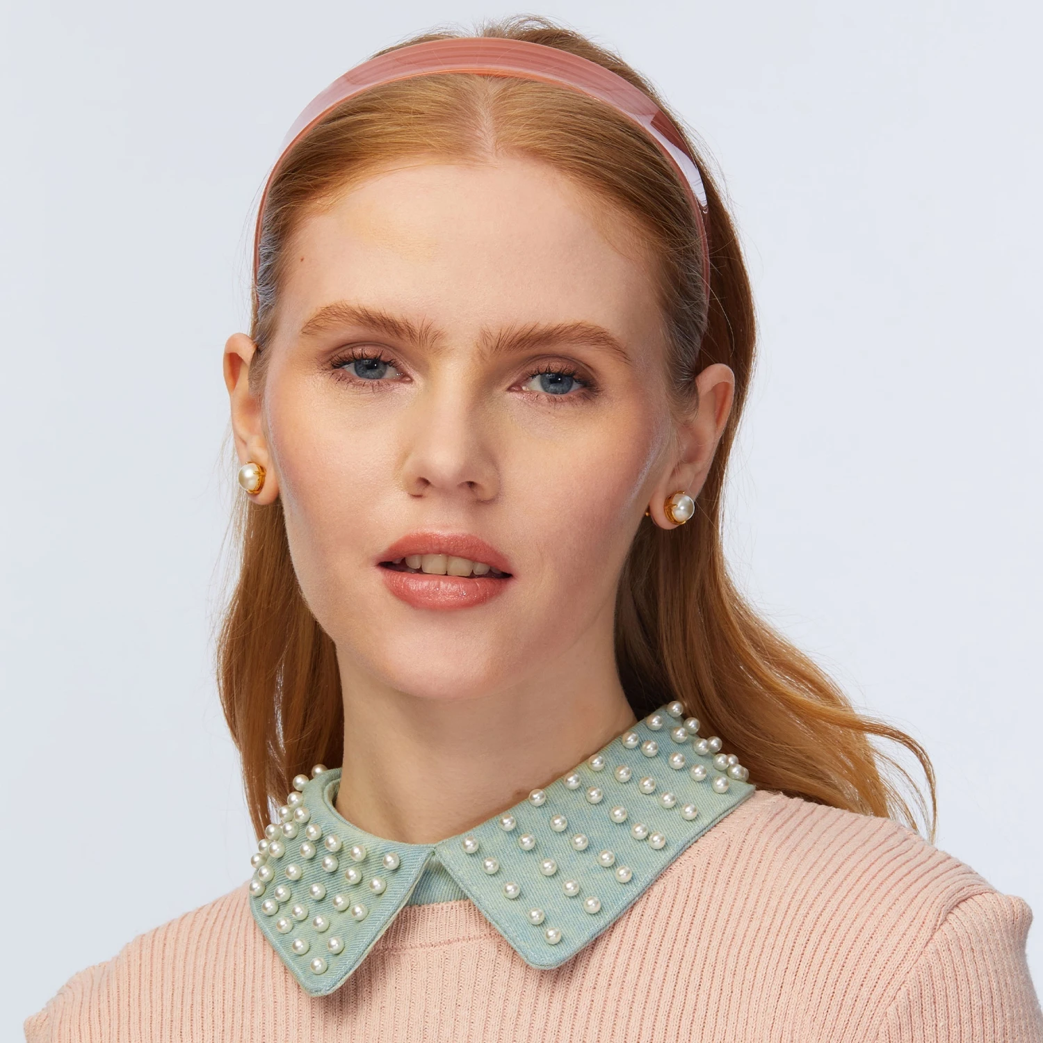 FADED DENIM PEARL EMBELLISHED COLLAR 4 FADED DENIM PEARL EMBELLISHED COLLAR - Image 4