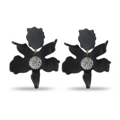 JET CRYSTAL LILY EARRINGS