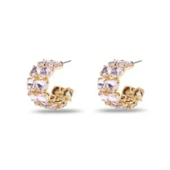 JUNE ALEXANDRITE HEART CRYSTAL DOUBLE ROW HOOP EARRINGS