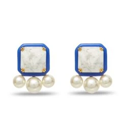 COBALT PADDLE BUTTON EARRINGS