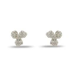CRYSTAL PAVE TRILLIUM STUD EARRINGS