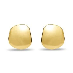 GOLD DISCUS BUTTON EARRINGS