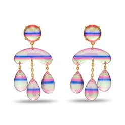HOLOGRAPHIC RAINBOW RAINDROP FRINGE EARRINGS