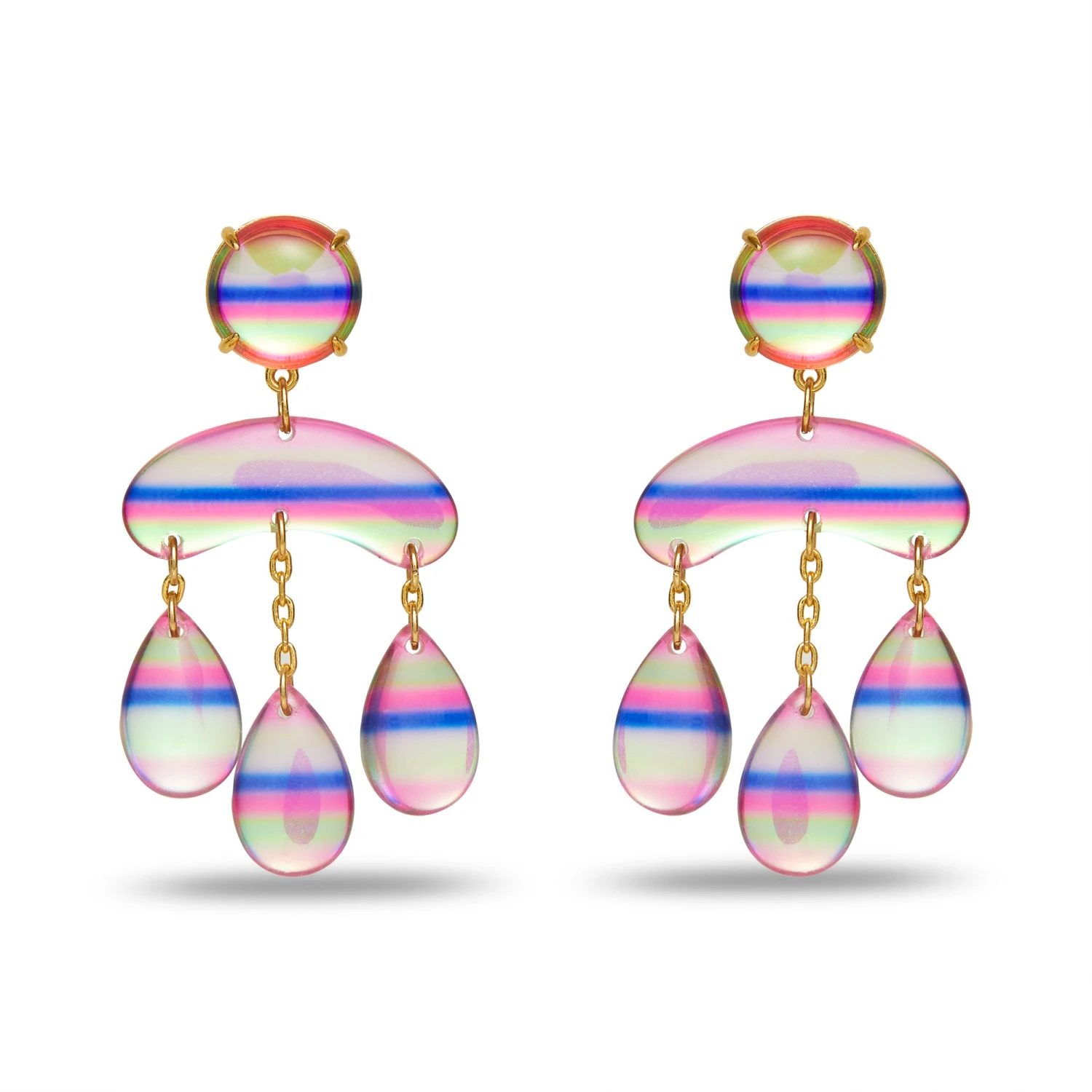 HOLOGRAPHIC RAINBOW RAINDROP FRINGE EARRINGS 1 HOLOGRAPHIC RAINBOW RAINDROP FRINGE EARRINGS