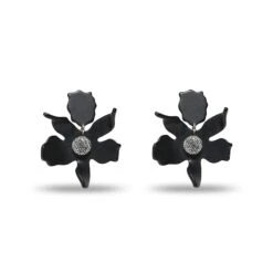 JET SMALL CRYSTAL LILY EARRINGS