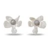 10 YEAR ANNIVERSARY MOTHER OF PEARL CRYSTAL LILY BUTTON EARRINGS