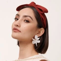 MOTHER OF PEARL SMALL PAPER LILY EARRINGS -Lele Sadoughi Shop lele sadoughi earrings one size mother of pearl mother of pearl small paper lily earrings 33375106826402