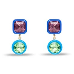 NAVY POP GEM DROP EARRINGS