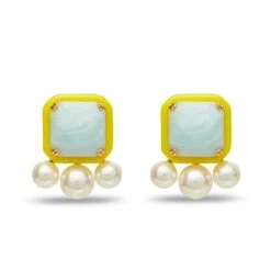 PARAKEET PADDLE BUTTON EARRINGS