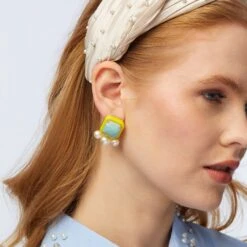 PARAKEET PADDLE BUTTON EARRINGS -Lele Sadoughi Shop lele sadoughi earrings one size parakeet paddle button earrings 36617297068194