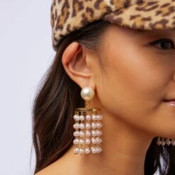 PEARL CHANDELIER EARRINGS -Lele Sadoughi Shop lele sadoughi earrings one size pearl chandelier earrings 36215012556962