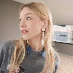 PEARL COPACABANA LINEAR EARRINGS -Lele Sadoughi Shop lele sadoughi earrings one size pearl copacabana linear earrings 35838610735266