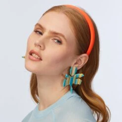 PLAYA STRIPE PAPER LILY EARRINGS -Lele Sadoughi Shop lele sadoughi earrings one size playa stripe paper lily earrings 36739808133282