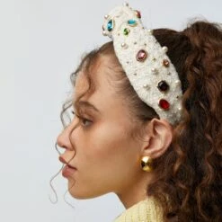 GOLD DOME BUTTON EARRINGS -Lele Sadoughi Shop lele sadoughi earrings one size pre order gold dome button earrings 36099876618402