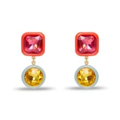 SCARLET POP GEM DROP EARRINGS