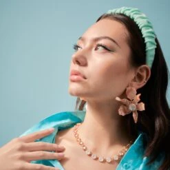 SHELL PINK CRYSTAL LILY EARRINGS -Lele Sadoughi Shop lele sadoughi earrings one size shell pink crystal lily earrings 35284924956834