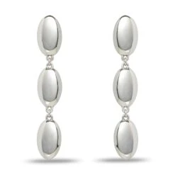 SILVER REFLECTIVE METAL LINEAR EARRINGS