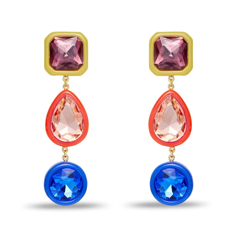 SUNBURST GEM LINEAR EARRINGS 1 SUNBURST GEM LINEAR EARRINGS