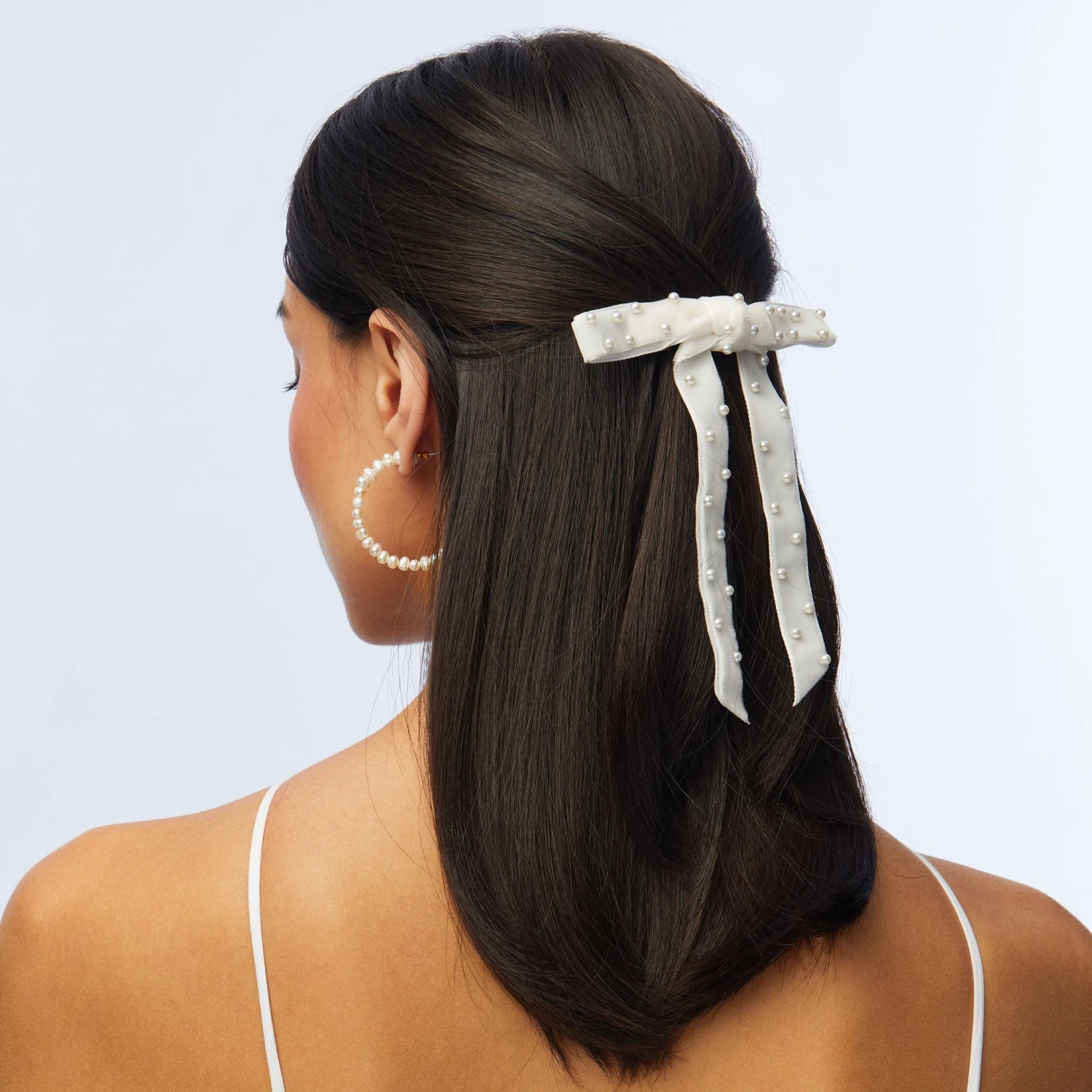 IVORY BARDOT PEARL EMBELLISHED BOW BARRETTE 4 IVORY BARDOT PEARL EMBELLISHED BOW BARRETTE - Image 4