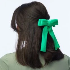 GRASS GREEN NEOPRENE ANTOINETTE BOW BARRETTE -Lele Sadoughi Shop lele sadoughi hair one size grass green neoprene antoinette bow barrette 36627373621410
