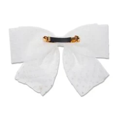 IVORY SWISS DOT SHEER BOW BARRETTE -Lele Sadoughi Shop lele sadoughi hair one size ivory swiss dot sheer bow barrette 36061330276514