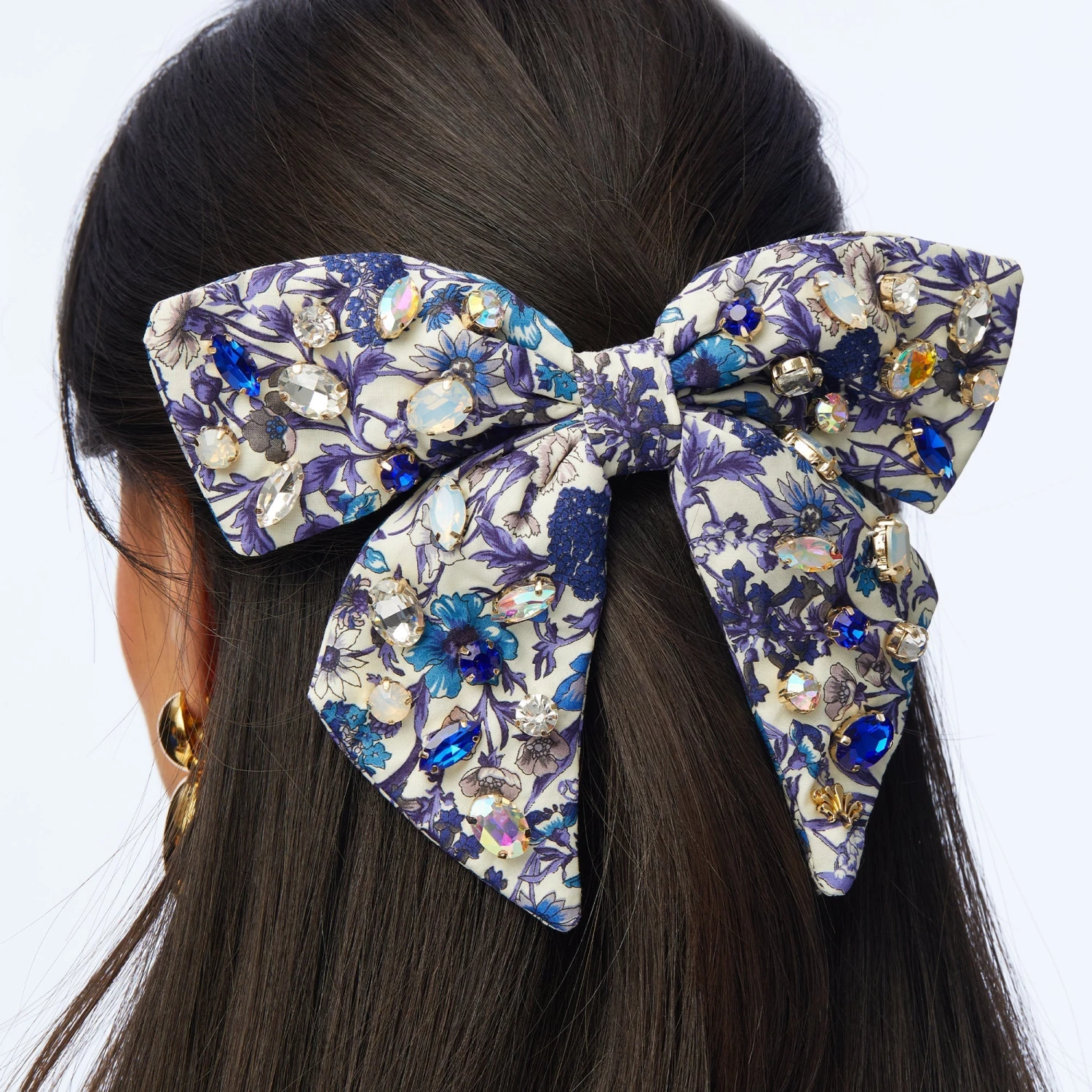 RACHEL FLORAL GLITTERING CRYSTAL BOW BARRETTE 4 RACHEL FLORAL GLITTERING CRYSTAL BOW BARRETTE - Image 4