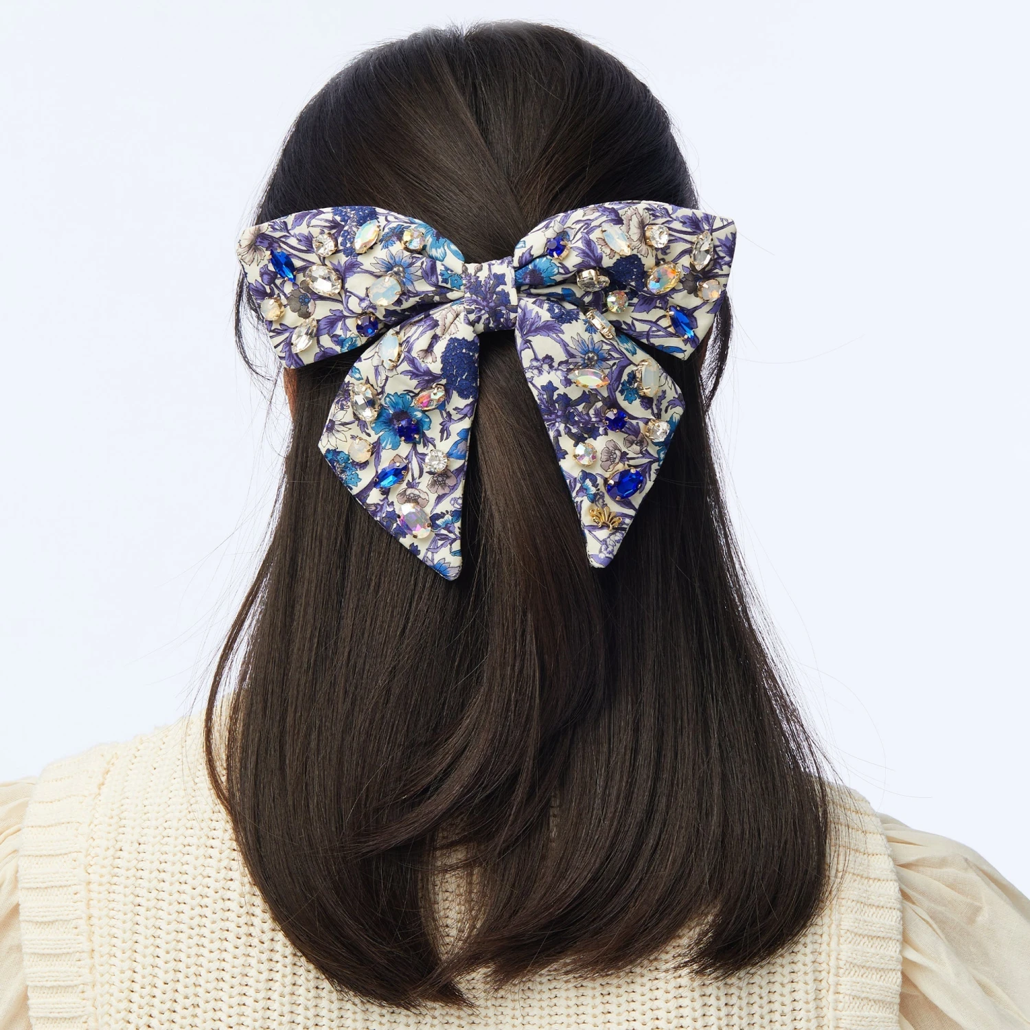RACHEL FLORAL GLITTERING CRYSTAL BOW BARRETTE 2 RACHEL FLORAL GLITTERING CRYSTAL BOW BARRETTE - Image 2