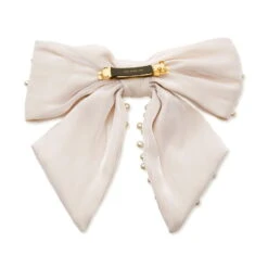 IVORY NATALIA PEARL EMBELLISHED BOW BARRETTE -Lele Sadoughi Shop lele sadoughi hair pre order ivory natalia pearl embellished bow barrette 36539932475554
