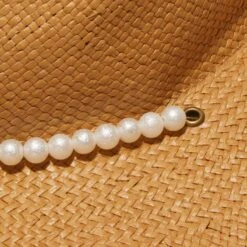 NATURAL PEARL STRAND STRAW HAT -Lele Sadoughi Shop lele sadoughi hats natural pearl strand straw hat 37069116375202