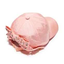 APRICOT BOW EMBELLISHED NYLON BASEBALL CAP -Lele Sadoughi Shop lele sadoughi hats one size apricot bow embellished nylon baseball cap 36728699388066