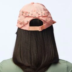 APRICOT BOW EMBELLISHED NYLON BASEBALL CAP -Lele Sadoughi Shop lele sadoughi hats one size apricot bow embellished nylon baseball cap 36786268962978