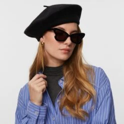 JET WOOL FELT BERET -Lele Sadoughi Shop lele sadoughi hats one size jet wool felt beret 35836032483490