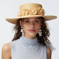 NATURAL CONFETTI EMBELLISHED STRAW HAT -Lele Sadoughi Shop lele sadoughi hats one size natural confetti embellished straw hat 36313293815970