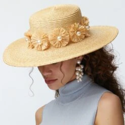 NATURAL CONFETTI EMBELLISHED STRAW HAT -Lele Sadoughi Shop lele sadoughi hats one size natural confetti embellished straw hat 36313296961698