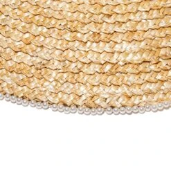 NATURAL PEARL EDGE STRAW HAT -Lele Sadoughi Shop lele sadoughi hats one size natural pearl edge straw hat 36729895747746