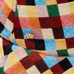 RAINBOW POP CHECKERED LONG BRIM BUCKET HAT -Lele Sadoughi Shop lele sadoughi hats one size rainbow pop checkered long brim bucket hat 36062331175074