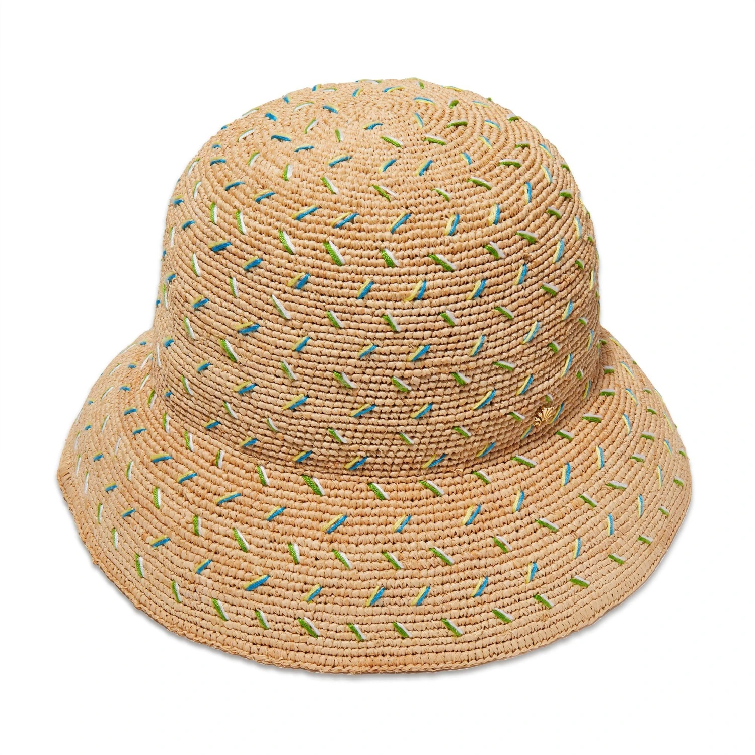 SAND FLECK EMBROIDERED ROUND RAFFIA BUCKET HAT 1 SAND FLECK EMBROIDERED ROUND RAFFIA BUCKET HAT