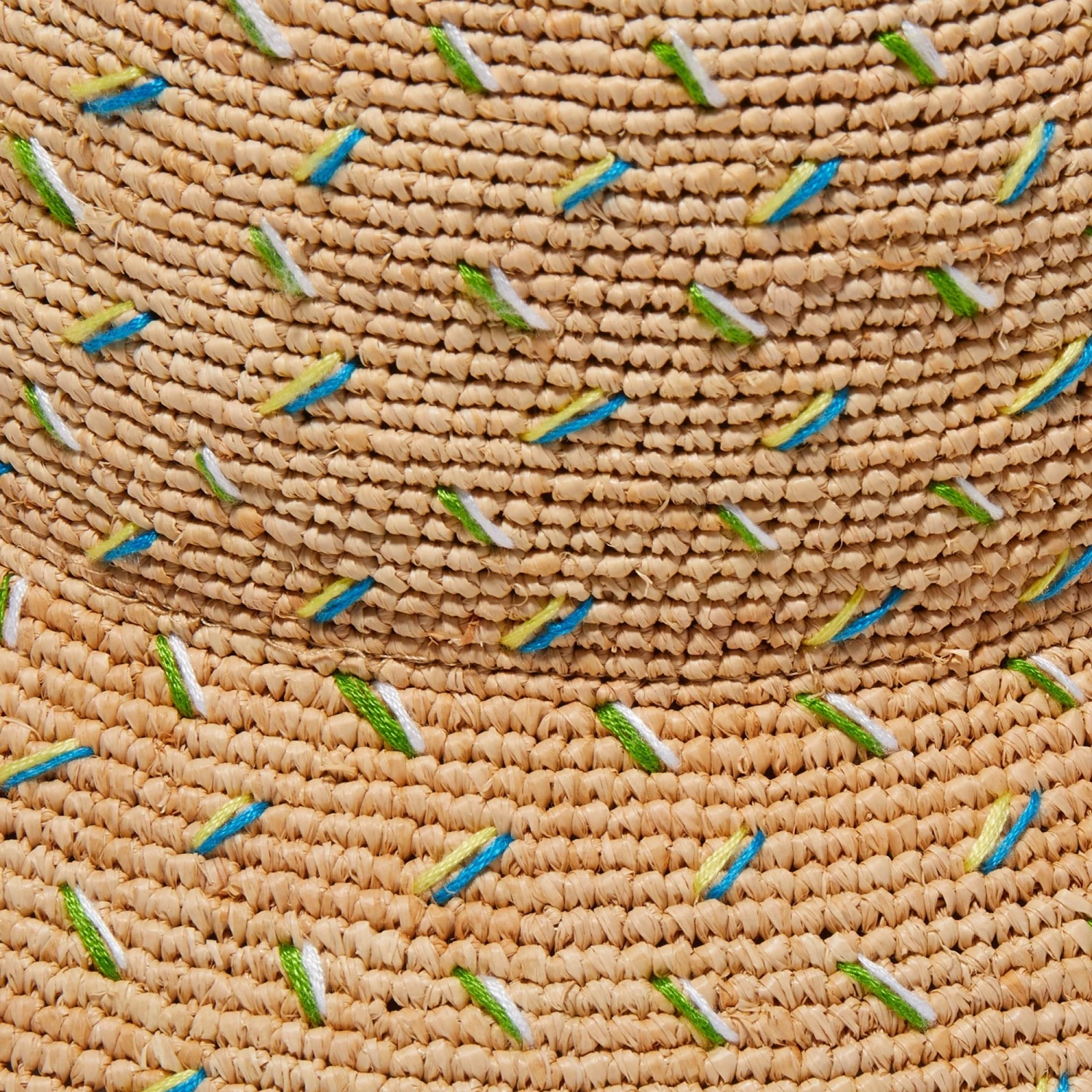 SAND FLECK EMBROIDERED ROUND RAFFIA BUCKET HAT 3 SAND FLECK EMBROIDERED ROUND RAFFIA BUCKET HAT - Image 3