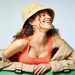 SAND FLECK EMBROIDERED ROUND RAFFIA BUCKET HAT 7 SAND FLECK EMBROIDERED ROUND RAFFIA BUCKET HAT -Lele Sadoughi Shop lele sadoughi hats one size sand fleck embroidered round raffia bucket hat 36786339283106