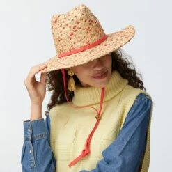 SCARLET TINA TWO-TONE STRAW HAT -Lele Sadoughi Shop lele sadoughi hats one size scarlet tina two tone straw hat 36444868346018