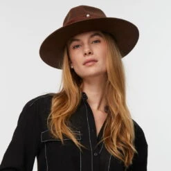 WALNUT FARRAH WOOL RANCHER HAT -Lele Sadoughi Shop lele sadoughi hats one size walnut farrah wool rancher hat 35835645362338