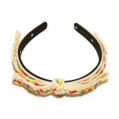 BUTTERCREAM EMBELLISHED BARDOT SLIM RIBBON HEADBAND -Lele Sadoughi Shop lele sadoughi headbands buttercream embellished bardot slim ribbon headband 36226693759138